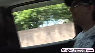 Man, three hot cougars are all over this lucky stud's boner on the couch! 🔥