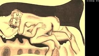 Vintage Erotic Illustration Depicting Raw Fucking Action.