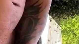 Muscle BBC Gay Viktor Rom Strokes Solo Outdoors