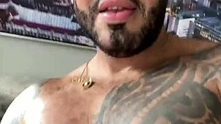 Muscle BBC Gay Viktor Rom Strokes Solo Outdoors