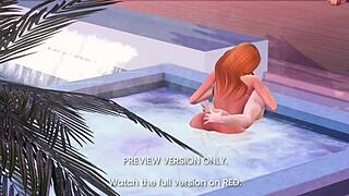 oh, this hot tub romance in 3d hentai is so naughty