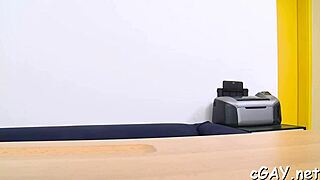 gay porn story unfolds with intense ass fucking between two eager guys in a private room