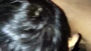 Deepthroat gagging on big cock at the gloryhole bareback