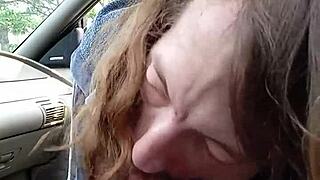 Delivering Intense Morning Blowjob to Buddy in Tight Car Space