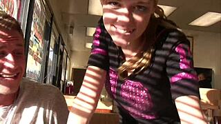 White Teen Gets Fucked by Two Guys in Public Spots