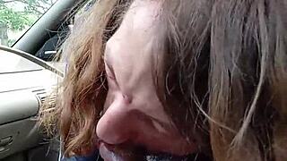 Delivering Intense Morning Blowjob to Buddy in Tight Car Space