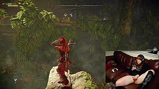 gamer slut forgets cam is on while playing with huge dildo in heels