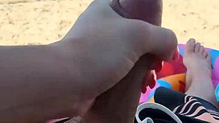 Getting Him Off on a Public Beach with a Stunning View