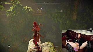 gamer slut forgets cam is on while playing with huge dildo in heels