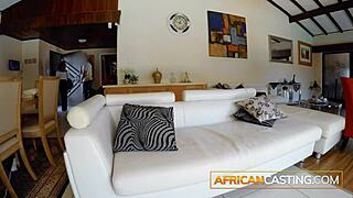 Bubble Butt Ebony Slut Squirts on White Cock