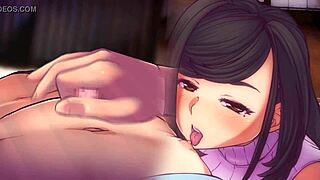 Anime hentai with big tits punished in wild handjob scene