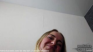 Casting fresh European skinny girl Maria on sofa with nervous innocence