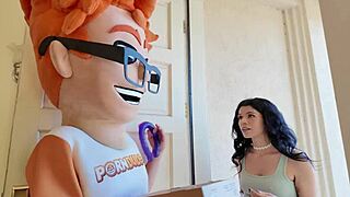 Black-haired Harley Haze plays with toys in interview