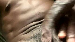 got so horny i had to stroke my big black cock to milk it out! 🥵