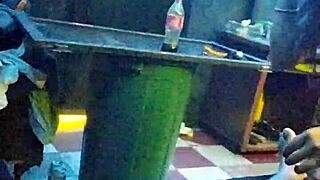 Submissive Latina gags on huge cock, licking balls deeply.