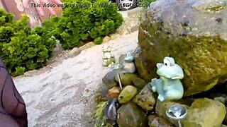 German Babe Shows Legs And Big Tits In Outdoor Fetish