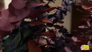 two lesbian friends in lingerie using toys in living room 😘