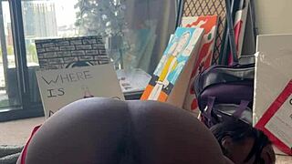 Hey, this ebony babe just can’t handle the intense fuck machine!