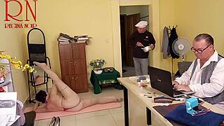 Regina Noir's Tight Wet Pussy Stretched at Office Yoga!