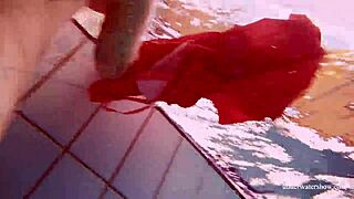 Damn! Sexy Naked Avenna Swims Nude in Tight Pool!