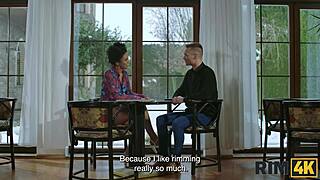 Watch this ebony brunette rimming a European guy's ass in the Rim4k series 😏