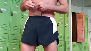 pervy papifachero strips down for a steamy shower after sweaty gym workout.