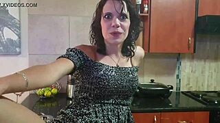 Petite Pussy Flashing Upskirt While Smoking in Kitchen