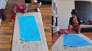 hot and sweaty naked yoga dual cam