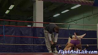 Big-titted Euro dykes wrestle and finger on the floor