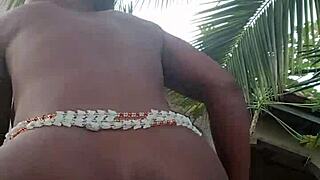 Crazybitch Strips and Teases Outdoor at Step Dad’s Mansion