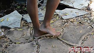 Jet setting jasmine barefoot in the garden foot fetish pov