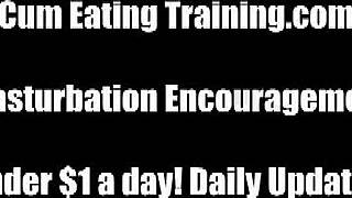 Feel the humiliation as you jerk off and eat your cum for us