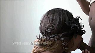 Masked milf gives sensual blowjob with facial finish