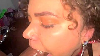 curly-haired nympho gets facial