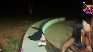 Safada from Goiânia Bends Over in Public Square and Sucks Huge Shaft