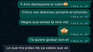 my friend in mini shorts gets excited during our whatsapp chat