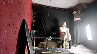 behind the scenes - eryn’s first time tied up on the one bar prison, whoa