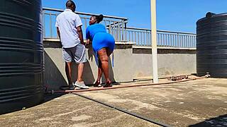 Neighbor friend sneaks up for reality couch chat