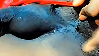 shemale sissy pissing on body in wild pov