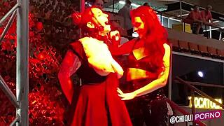 uhh, fat chica from crowd on stage gets wax poured, ouch