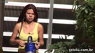 Curious teen caught naked in backyard by neighbor