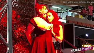 uhh, fat chica from crowd on stage gets wax poured, ouch