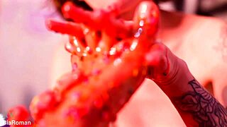 Making Her Feet Totally Messy with Moaning Goddess in Femdom Toe Play