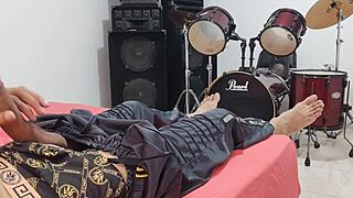 Man strokes his massive cock right on camera for all to see