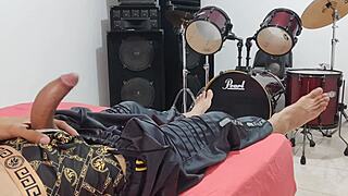 Man strokes his massive cock right on camera for all to see