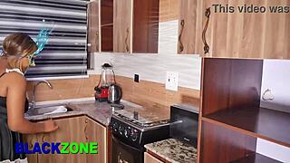 Stepmom and stepson ignite raw action in kitchen with curvy intensity