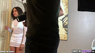 Ebony Handjob Video Turns Into Hard Missionary Sex During Backstage Photoshoot with Long-Haired Beauty