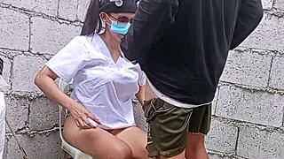 pinay nurse gets hard fucked by construction worker in abandoned hospital