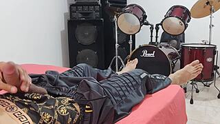 Man strokes his massive cock right on camera for all to see