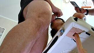 wife shares double blowjob in threesome with cum in mouth part 2